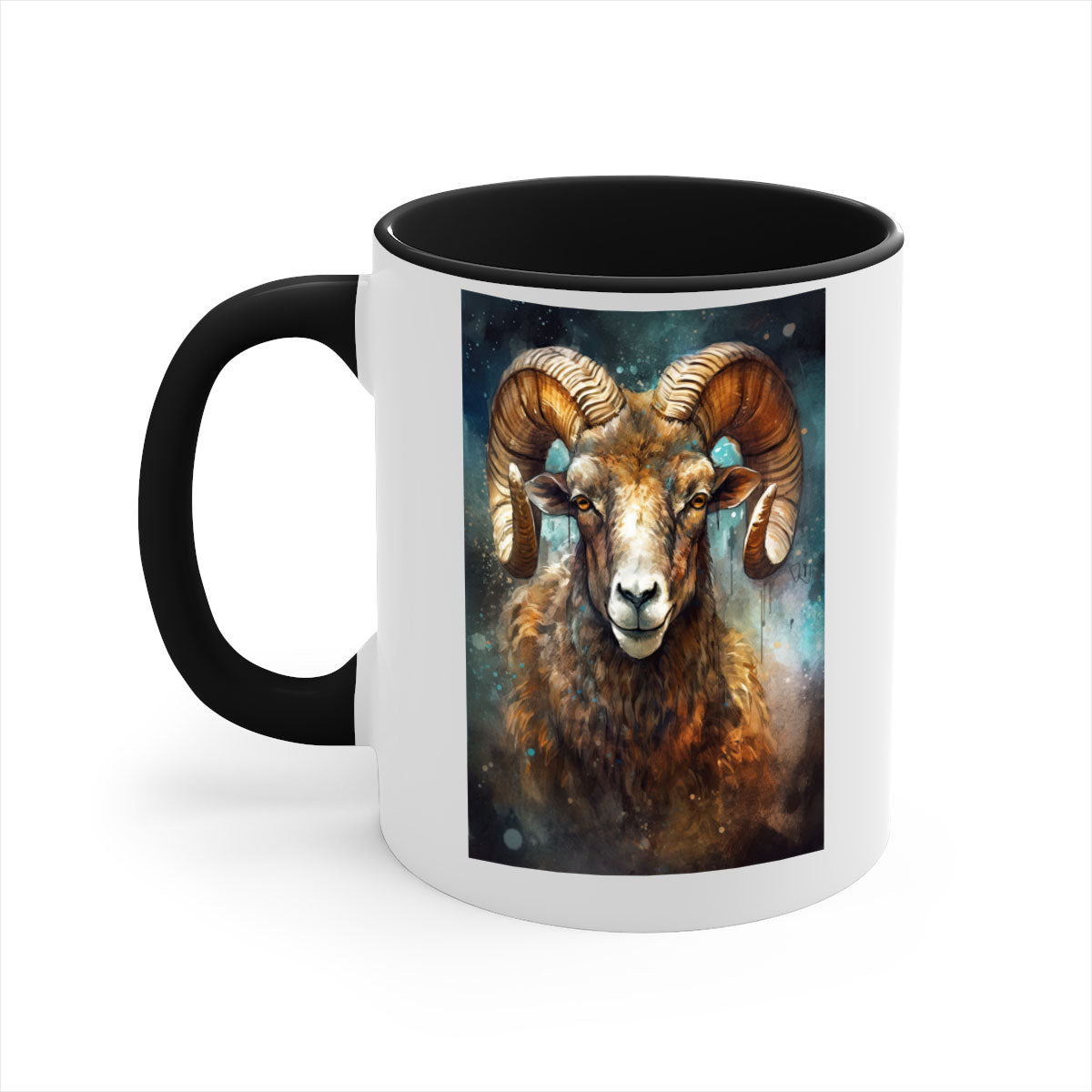 Aries 54# zodiac mug with a glossy finish, featuring a colored handle and interior, available in five vibrant colors.