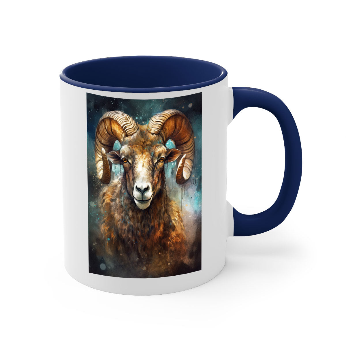 Aries 54# zodiac mug with a glossy finish, featuring a colored handle and interior, available in five vibrant colors.