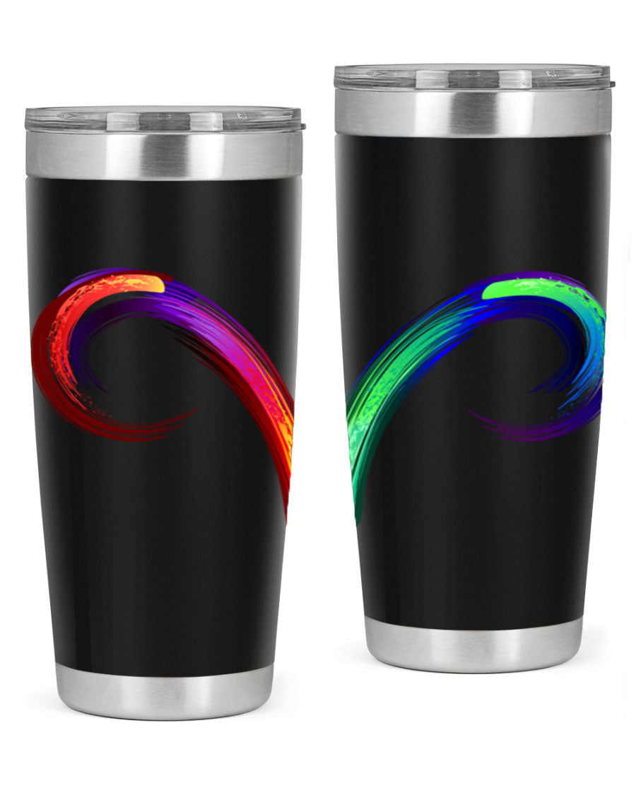 Aries 559# Zodiac Tumbler in stainless steel with a vibrant design, showcasing its double wall vacuum insulation and drink-thru lid.