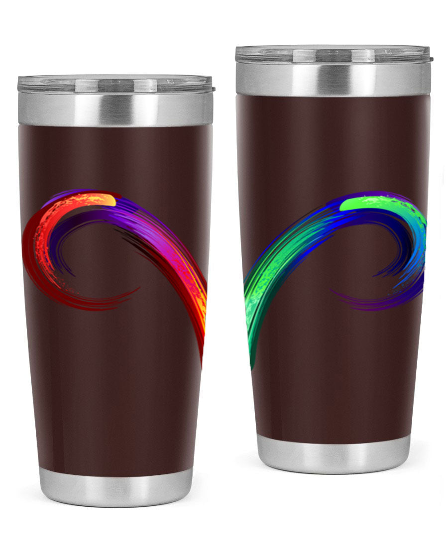 Aries 559# Zodiac Tumbler in stainless steel with a vibrant design, showcasing its double wall vacuum insulation and drink-thru lid.