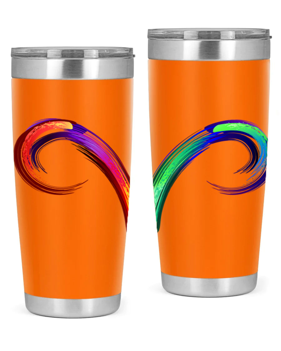 Aries 559# Zodiac Tumbler in stainless steel with a vibrant design, showcasing its double wall vacuum insulation and drink-thru lid.