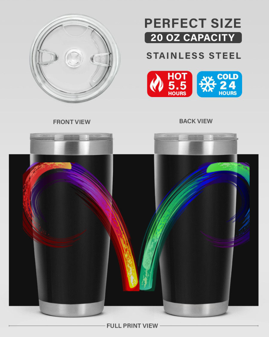 Aries 559# Zodiac Tumbler in stainless steel with a vibrant design, showcasing its double wall vacuum insulation and drink-thru lid.