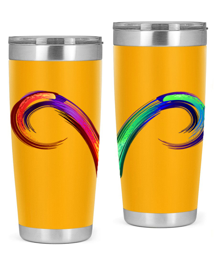 Aries 559# Zodiac Tumbler in stainless steel with a vibrant design, showcasing its double wall vacuum insulation and drink-thru lid.