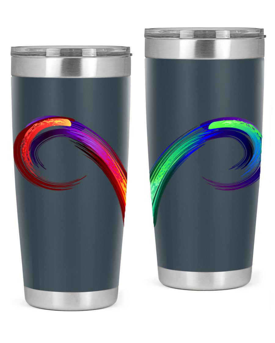 Aries 559# Zodiac Tumbler in stainless steel with a vibrant design, showcasing its double wall vacuum insulation and drink-thru lid.