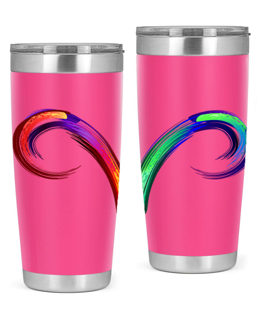 Aries 559# Zodiac Tumbler in stainless steel with a vibrant design, showcasing its double wall vacuum insulation and drink-thru lid.