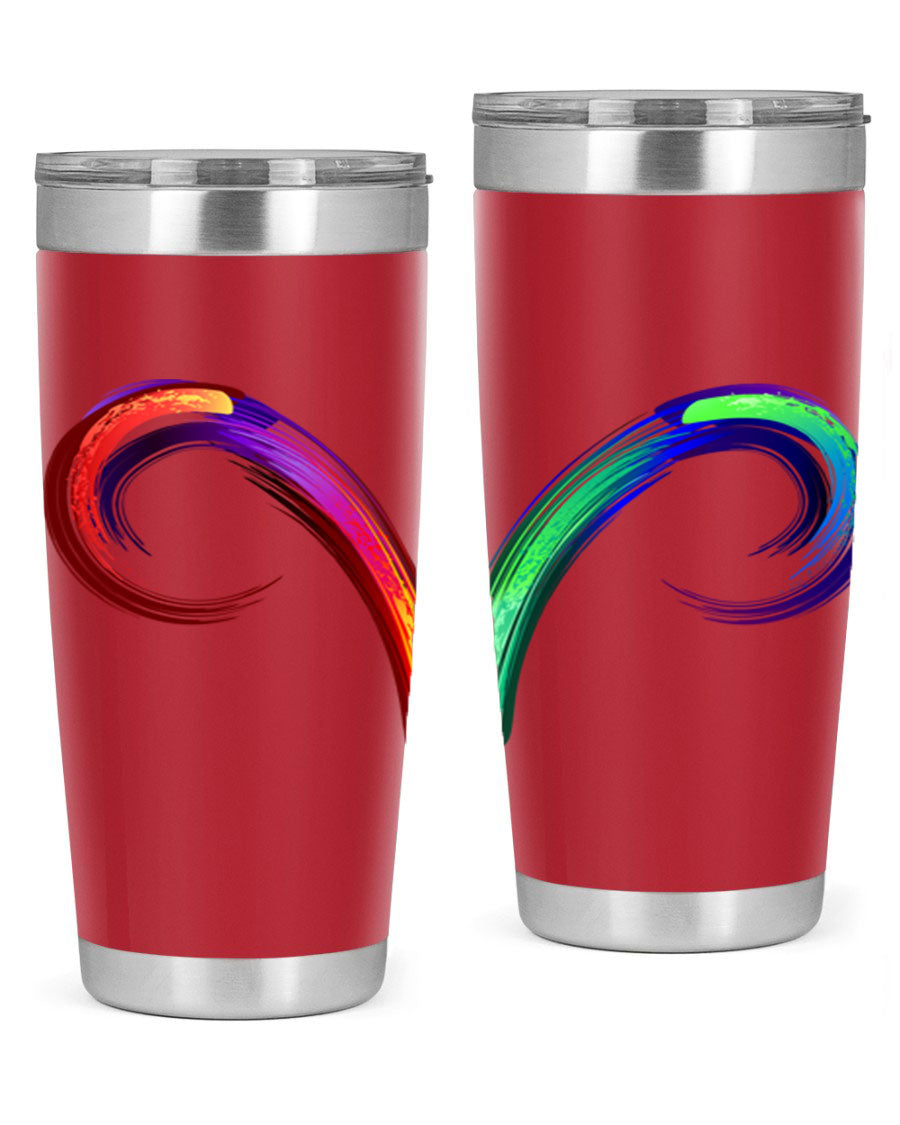 Aries 559# Zodiac Tumbler in stainless steel with a vibrant design, showcasing its double wall vacuum insulation and drink-thru lid.