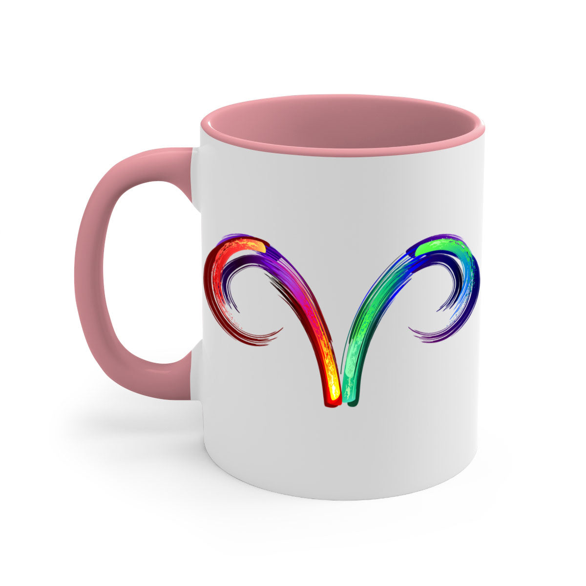 Aries 559# Zodiac Mug with a glossy finish, featuring a colored handle and interior, available in multiple colors.