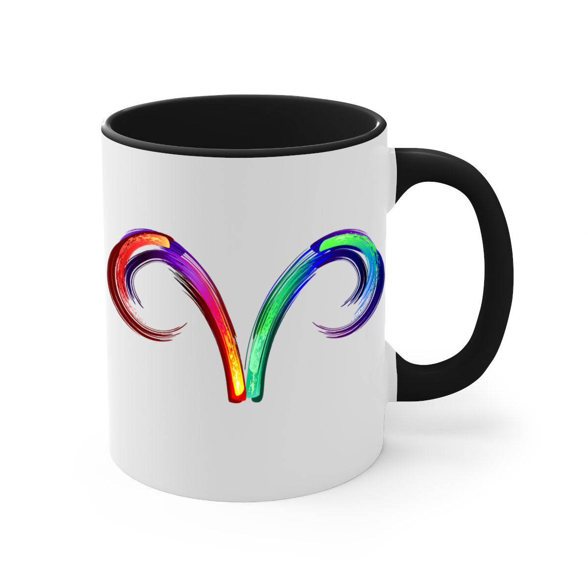 Aries 559# Zodiac Mug with a glossy finish, featuring a colored handle and interior, available in multiple colors.