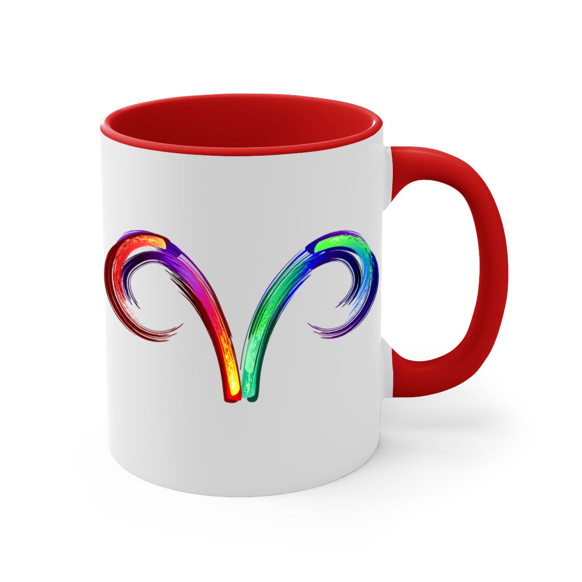 Aries 559# Zodiac Mug with a glossy finish, featuring a colored handle and interior, available in multiple colors.