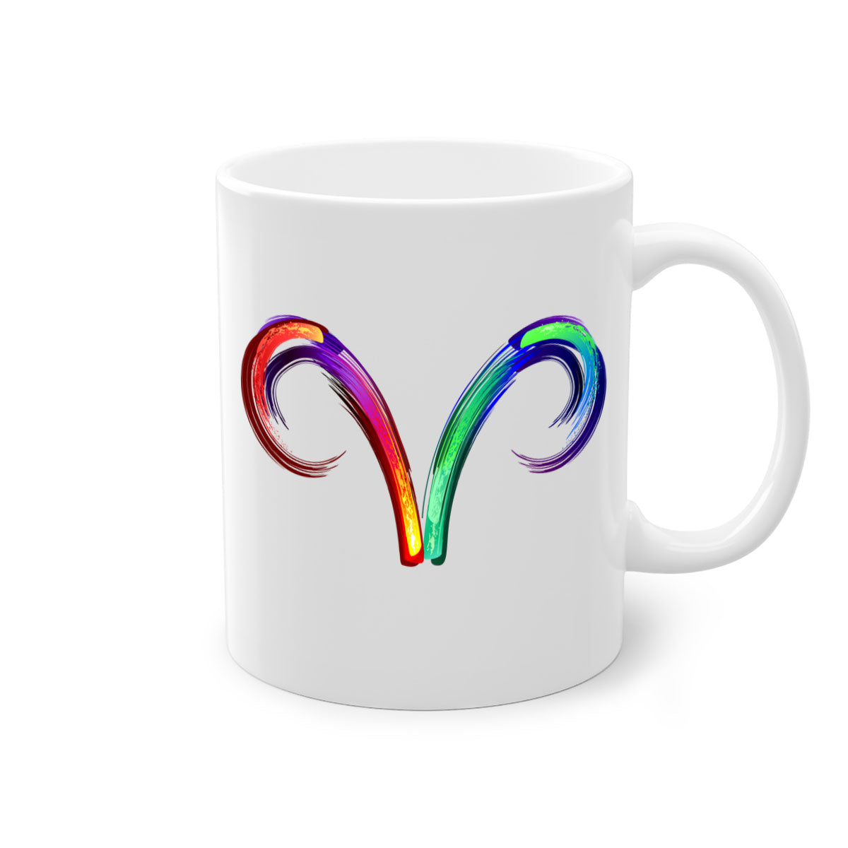 Aries 559# Zodiac Mug with a glossy finish, featuring a colored handle and interior, available in multiple colors.