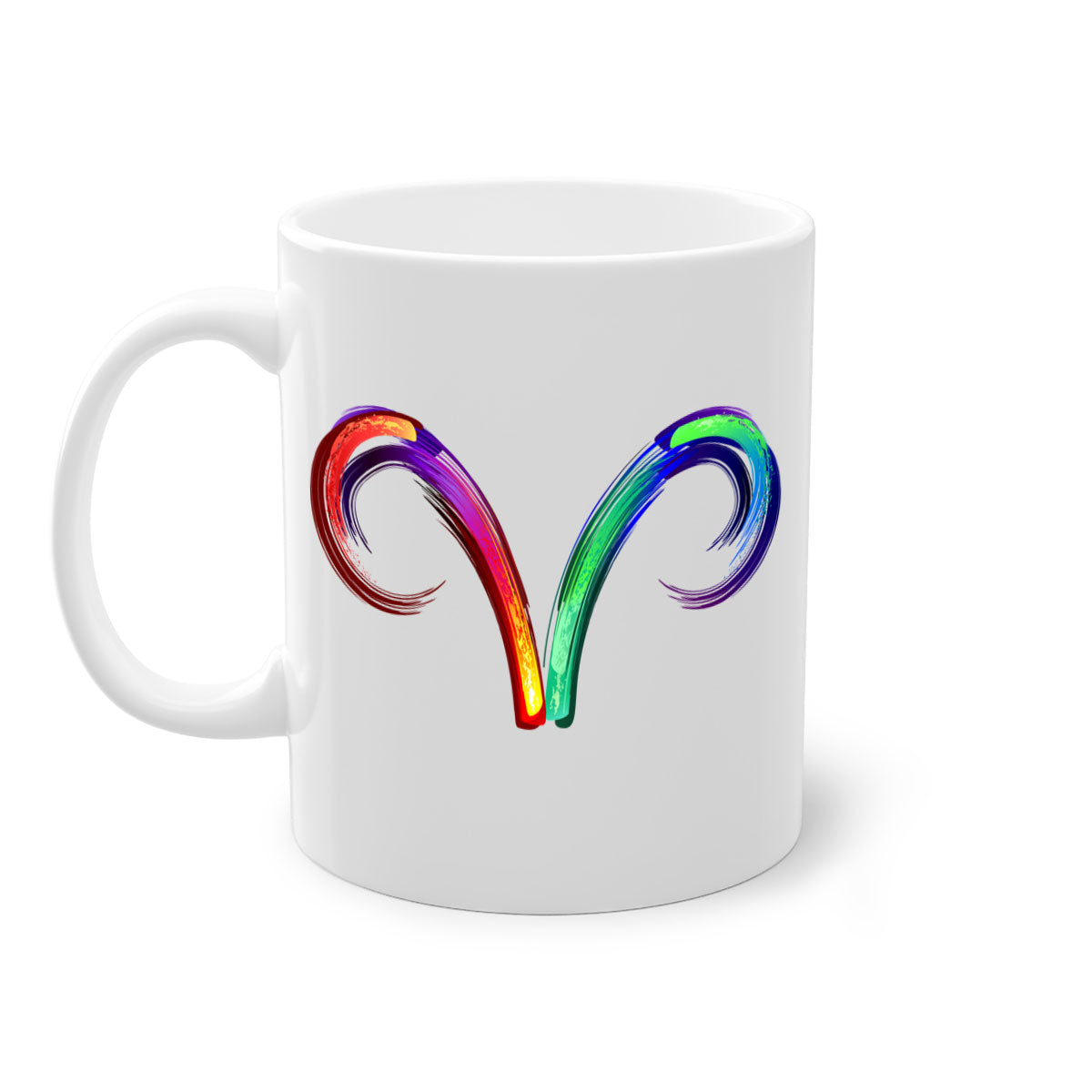 Aries 559# Zodiac Mug with a glossy finish, featuring a colored handle and interior, available in multiple colors.