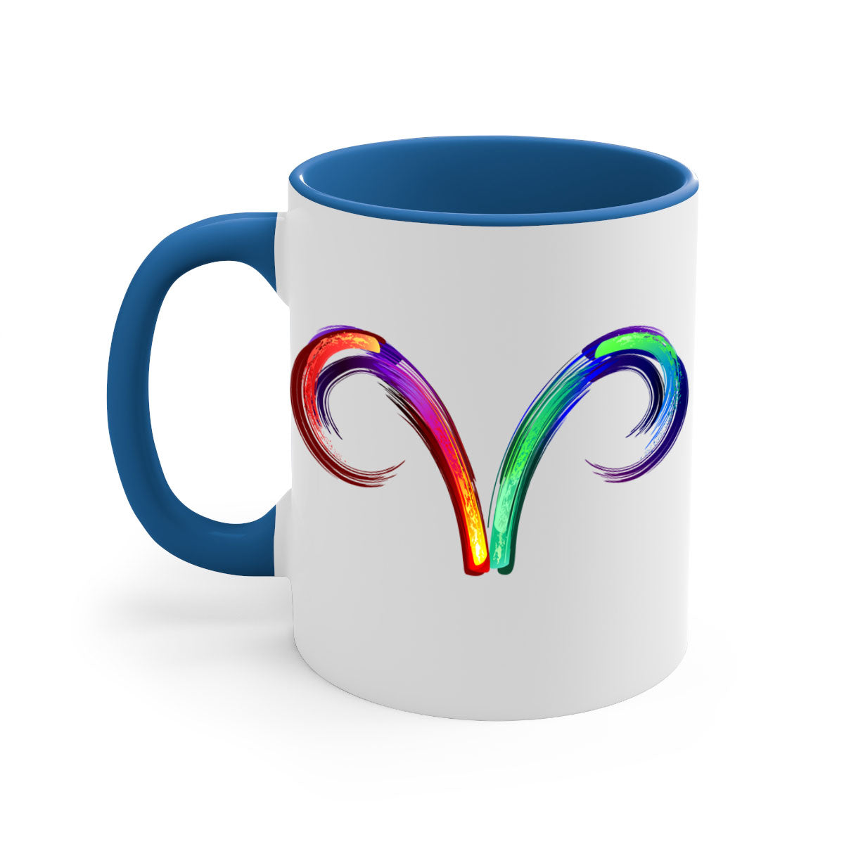 Aries 559# Zodiac Mug with a glossy finish, featuring a colored handle and interior, available in multiple colors.