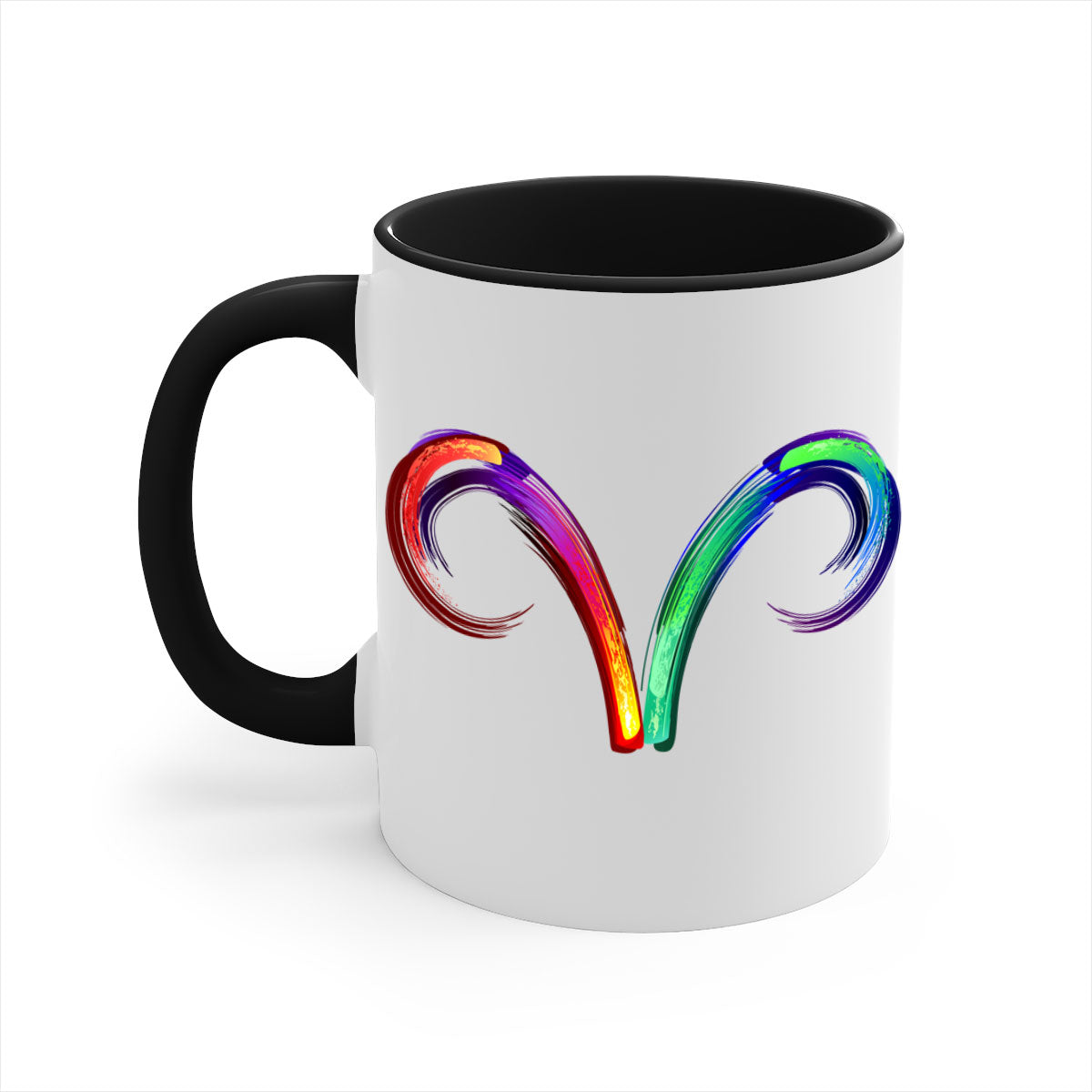 Aries 559# Zodiac Mug with a glossy finish, featuring a colored handle and interior, available in multiple colors.