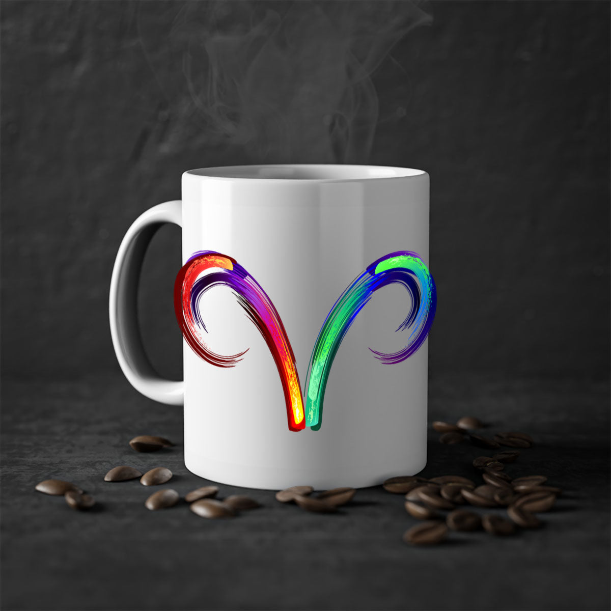 Aries 559# Zodiac Mug with a glossy finish, featuring a colored handle and interior, available in multiple colors.