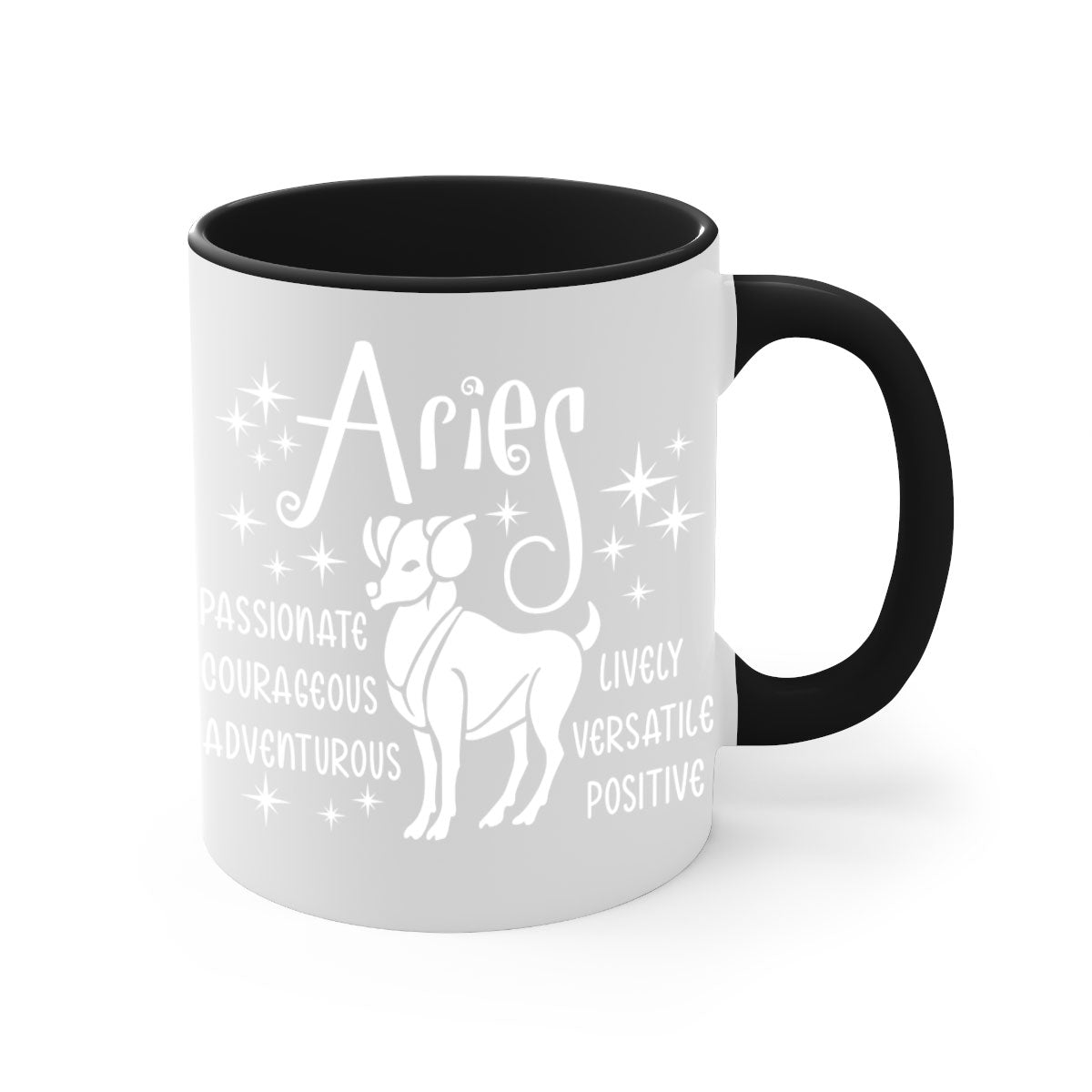 Aries 99# Mug featuring a two-tone design with a colored handle and interior, available in five colors, showcasing a glossy finish.