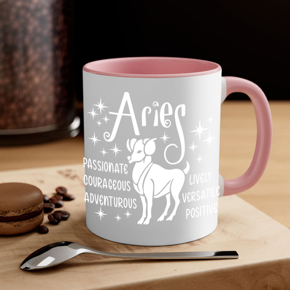 Aries 99# Mug featuring a two-tone design with a colored handle and interior, available in five colors, showcasing a glossy finish.