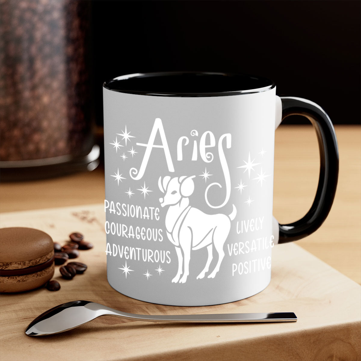 Aries 99# Mug featuring a two-tone design with a colored handle and interior, available in five colors, showcasing a glossy finish.