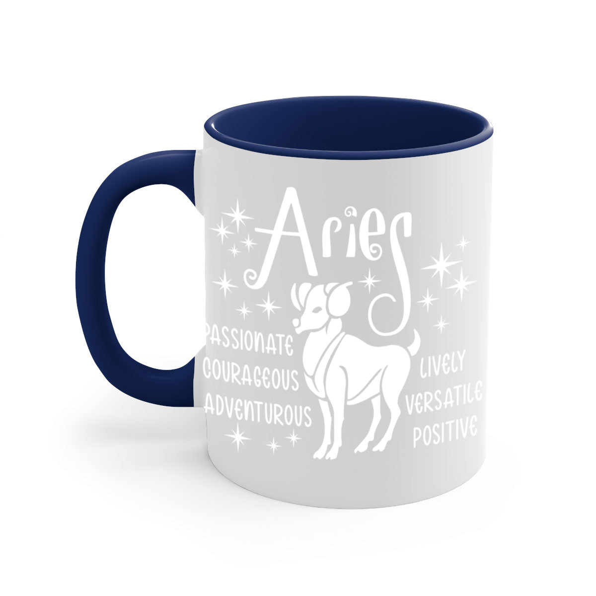 Aries 99# Mug featuring a two-tone design with a colored handle and interior, available in five colors, showcasing a glossy finish.