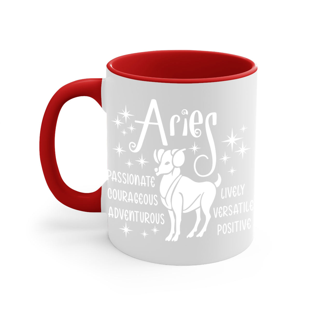 Aries 99# Mug featuring a two-tone design with a colored handle and interior, available in five colors, showcasing a glossy finish.