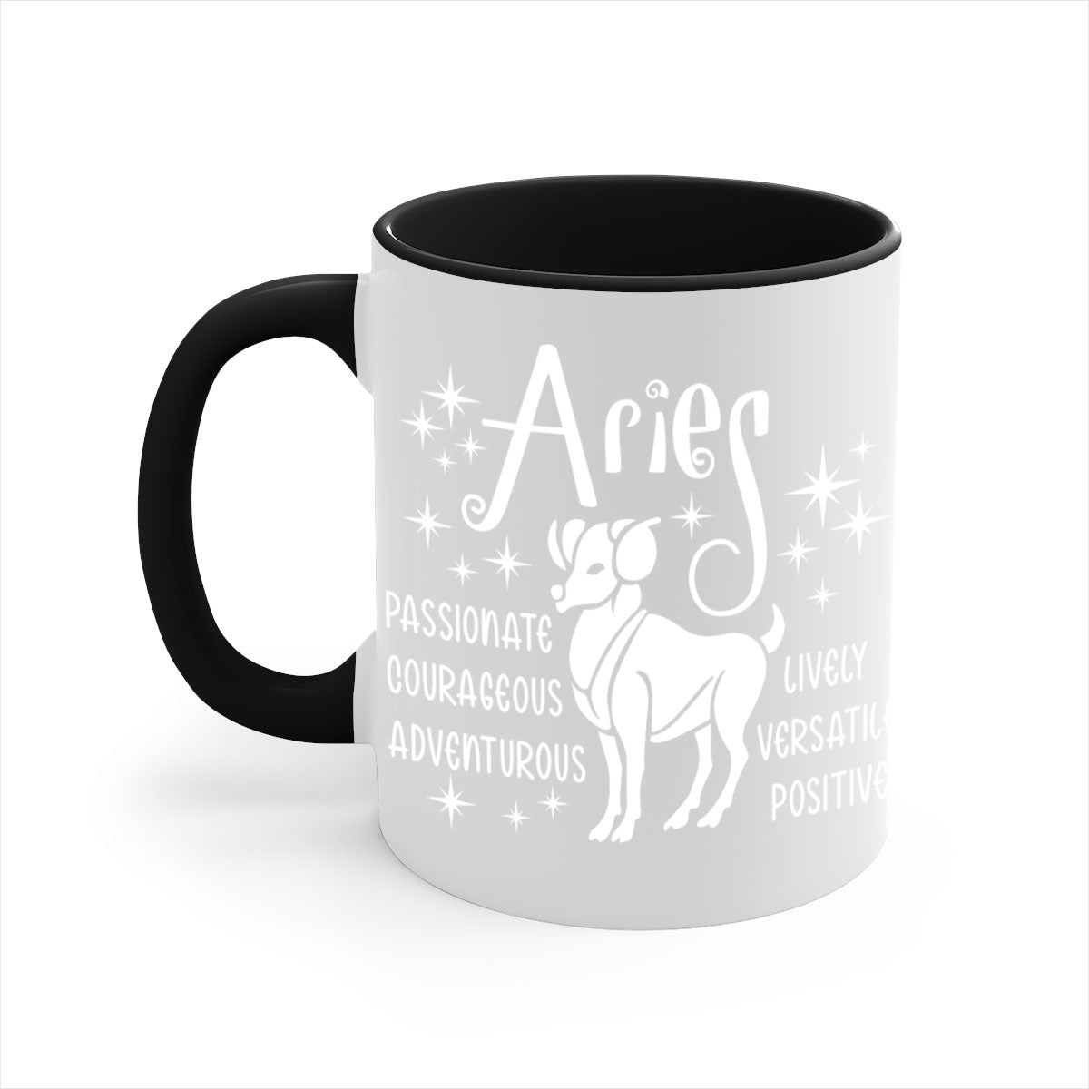 Aries 99# Mug featuring a two-tone design with a colored handle and interior, available in five colors, showcasing a glossy finish.