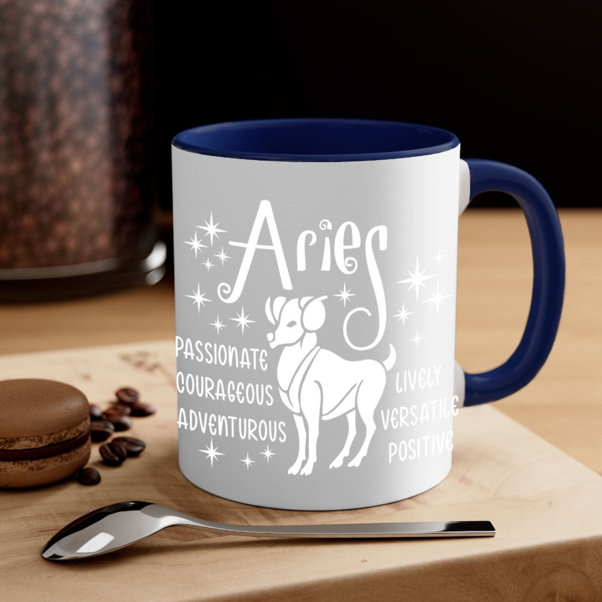 Aries 99# Mug featuring a two-tone design with a colored handle and interior, available in five colors, showcasing a glossy finish.