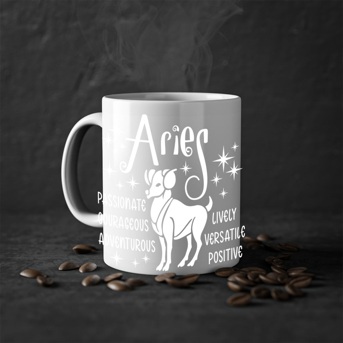 Aries 99# Mug featuring a two-tone design with a colored handle and interior, available in five colors, showcasing a glossy finish.