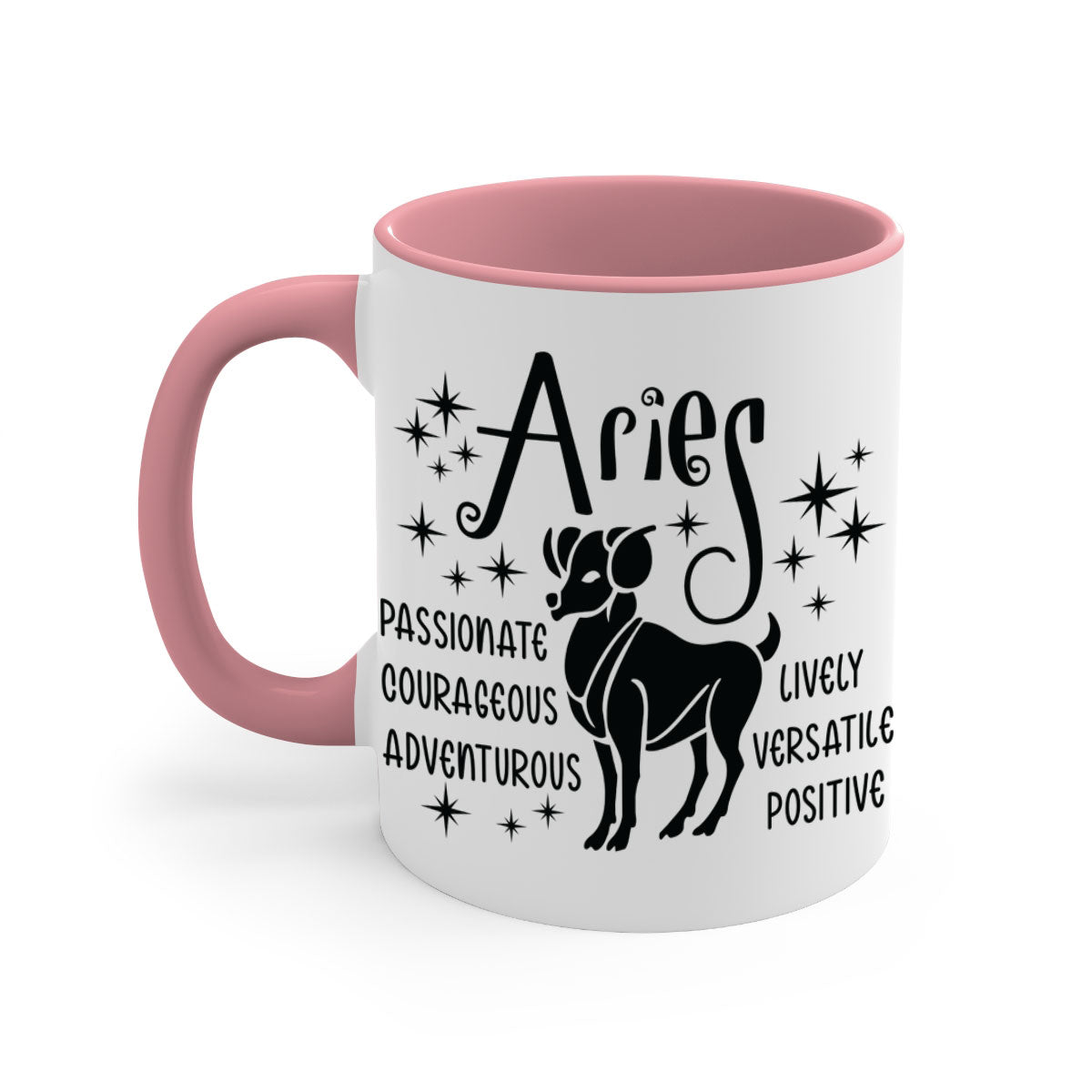 Aries 93# Mug featuring a glossy finish with a colored handle and interior, available in five vibrant colors.