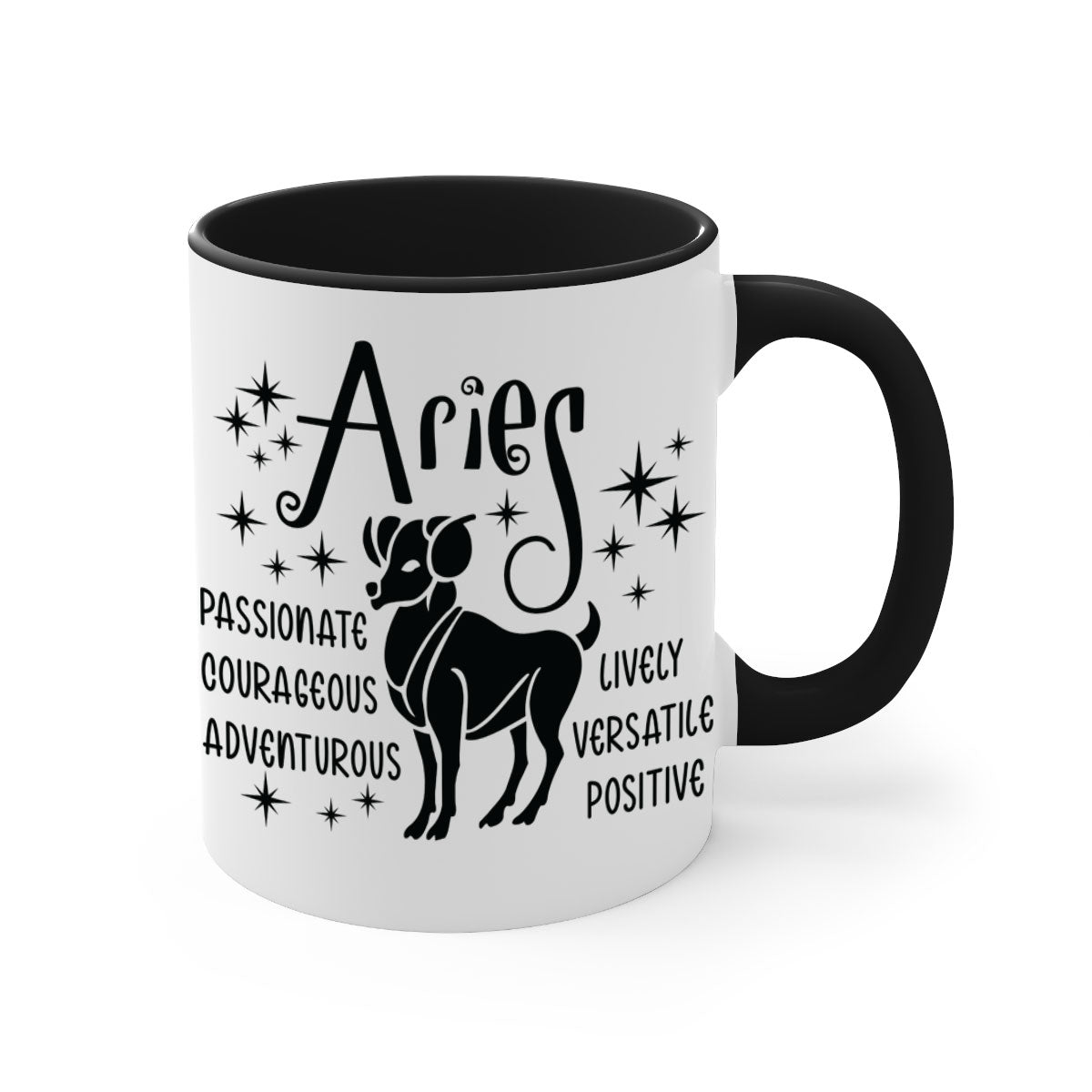 Aries 93# Mug featuring a glossy finish with a colored handle and interior, available in five vibrant colors.