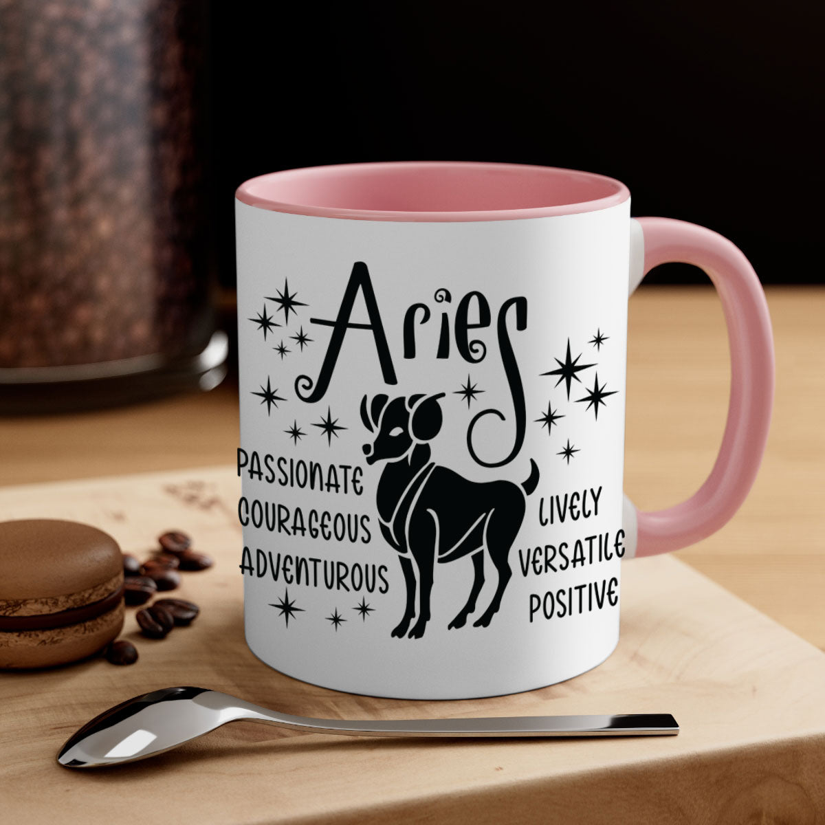 Aries 93# Mug featuring a glossy finish with a colored handle and interior, available in five vibrant colors.