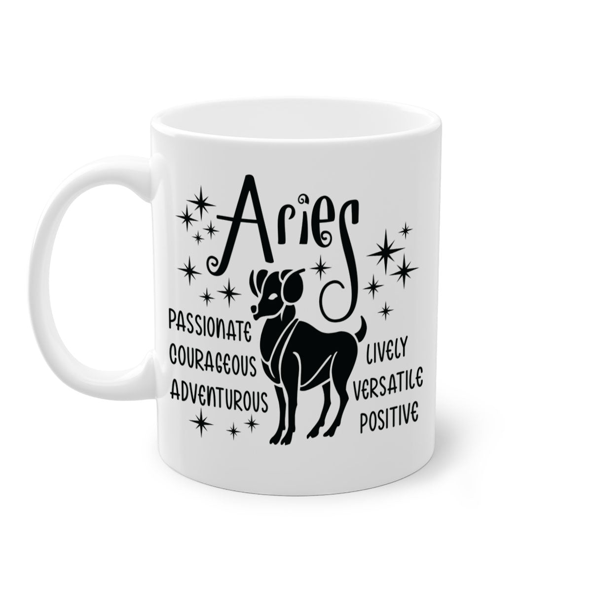 Aries 93# Mug featuring a glossy finish with a colored handle and interior, available in five vibrant colors.