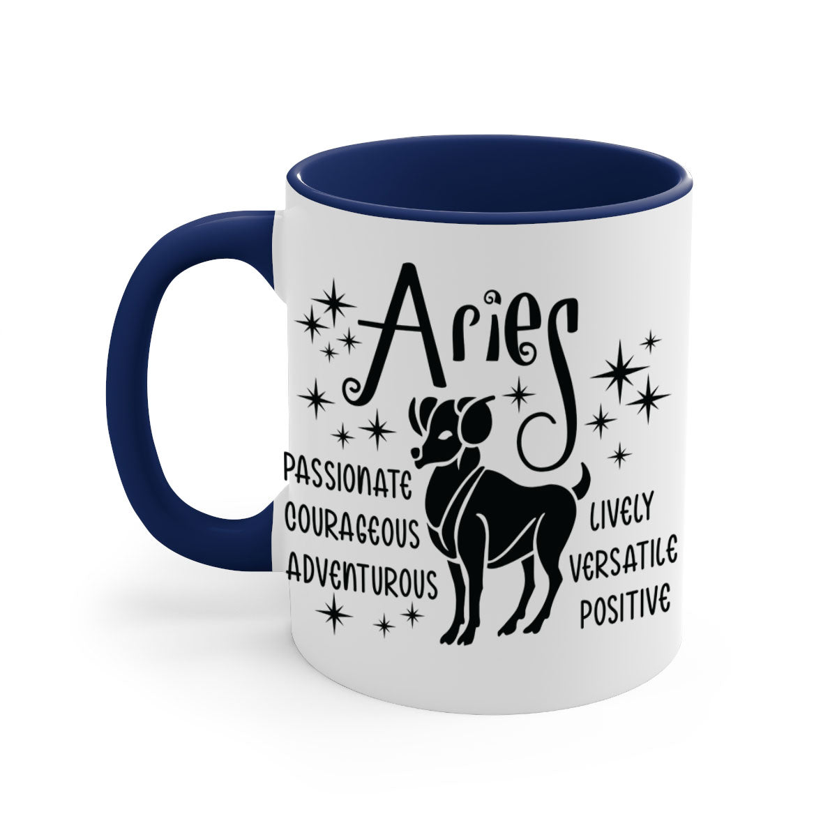 Aries 93# Mug featuring a glossy finish with a colored handle and interior, available in five vibrant colors.