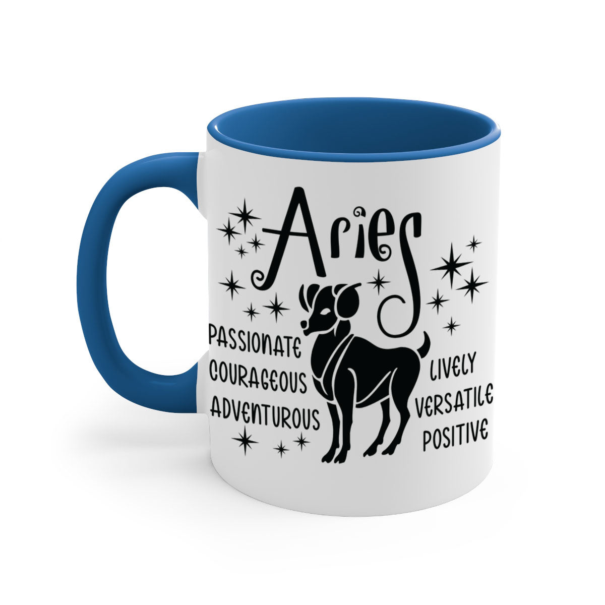 Aries 93# Mug featuring a glossy finish with a colored handle and interior, available in five vibrant colors.