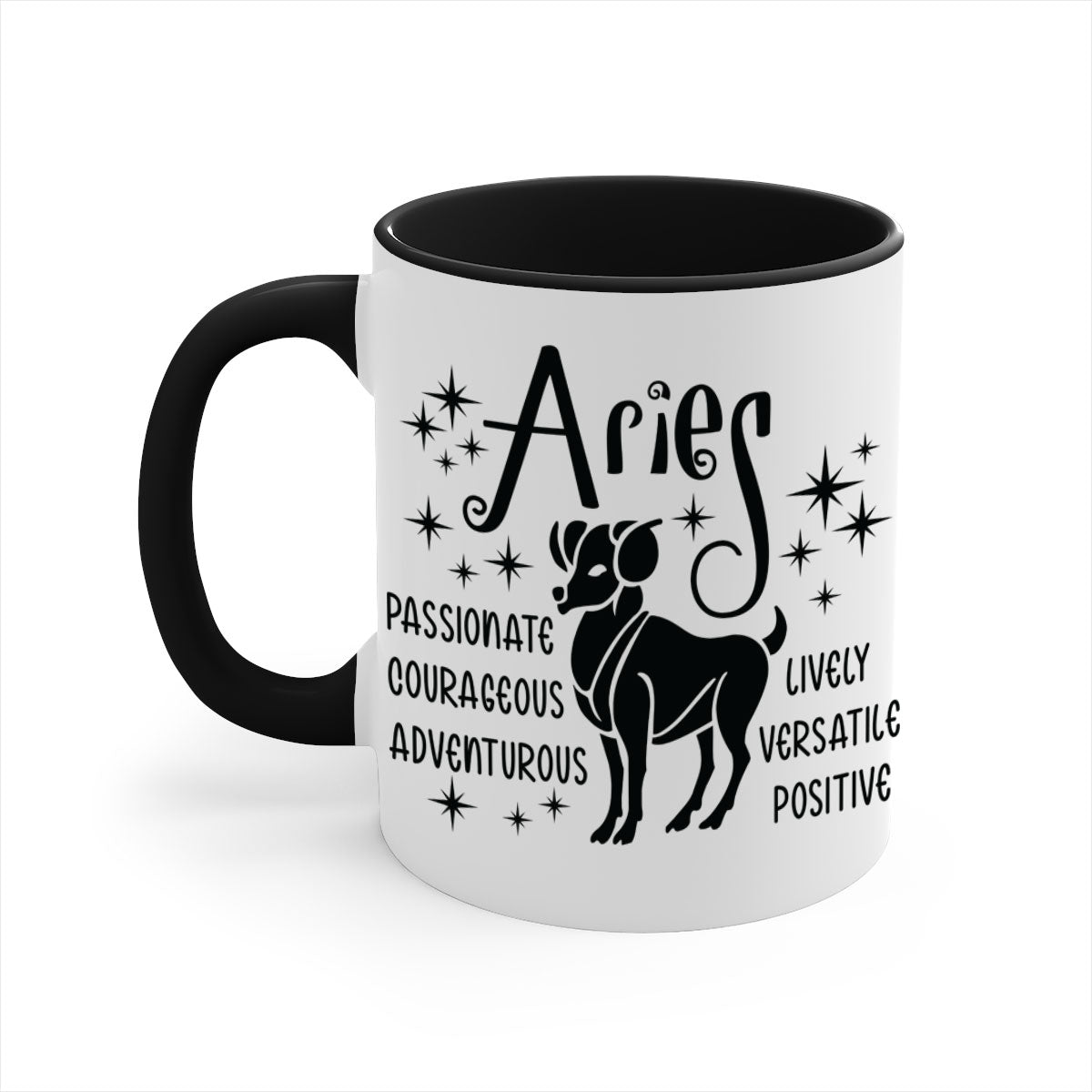 Aries 93# Mug featuring a glossy finish with a colored handle and interior, available in five vibrant colors.