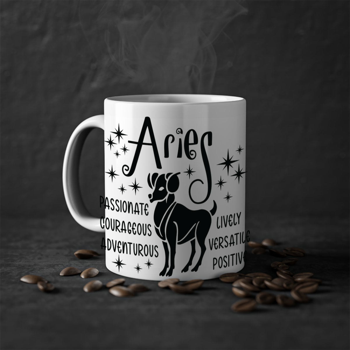 Aries 93# Mug featuring a glossy finish with a colored handle and interior, available in five vibrant colors.