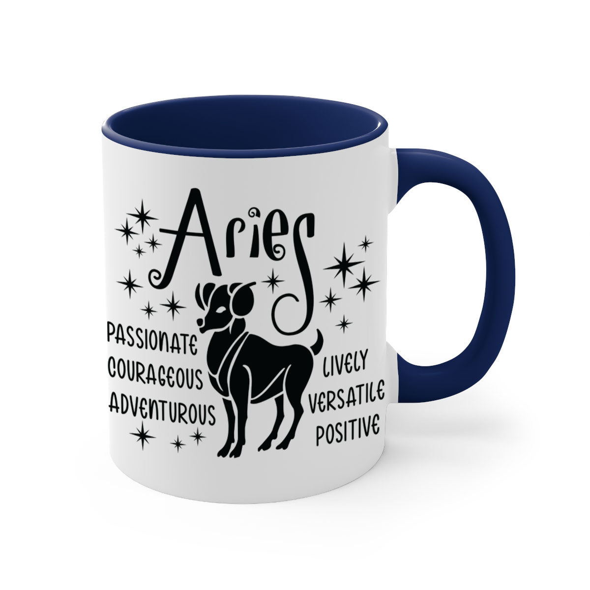 Aries 93# Mug featuring a glossy finish with a colored handle and interior, available in five vibrant colors.