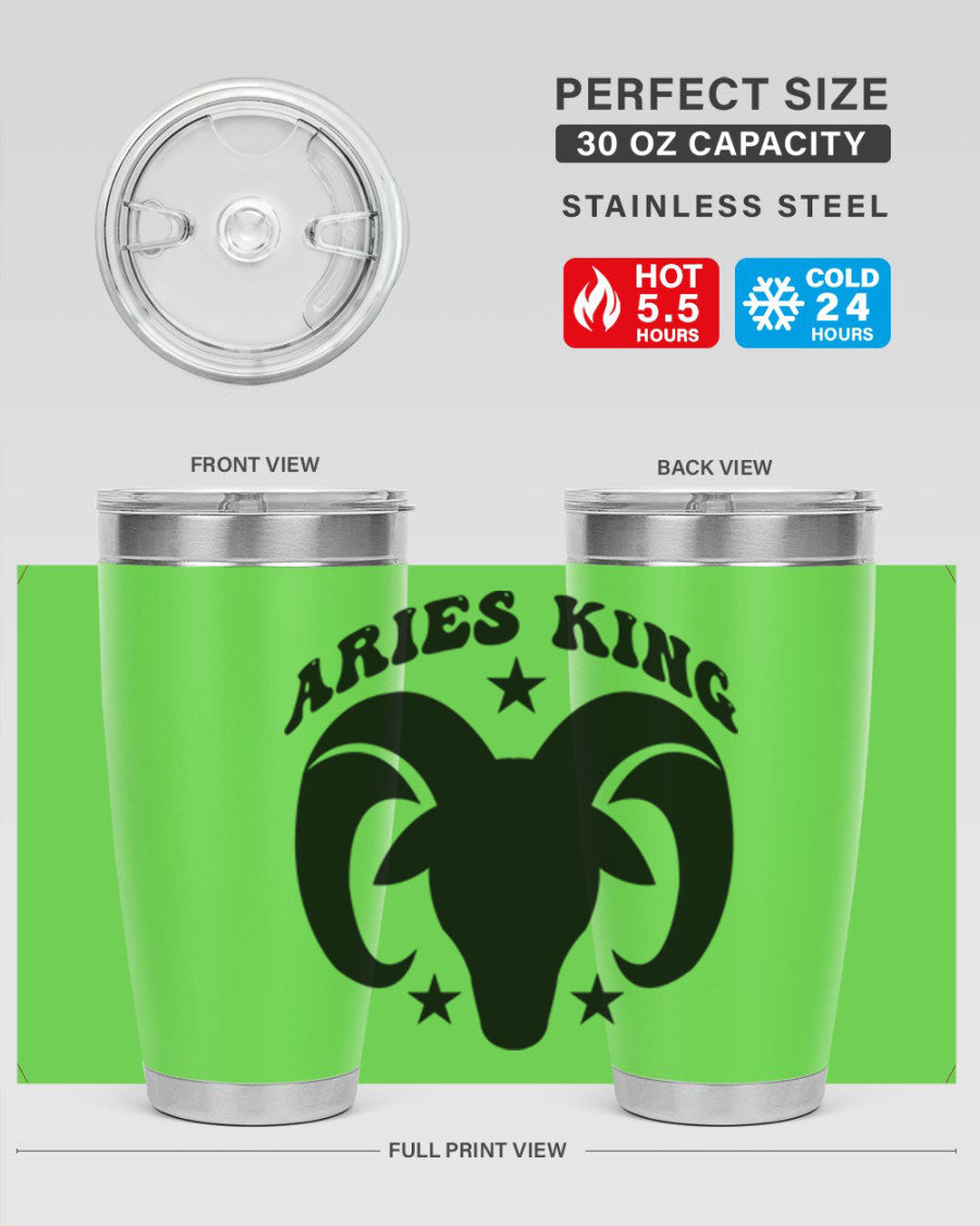 Aries King 110# Tumbler in stainless steel with a stylish design, perfect for hot and cold beverages.