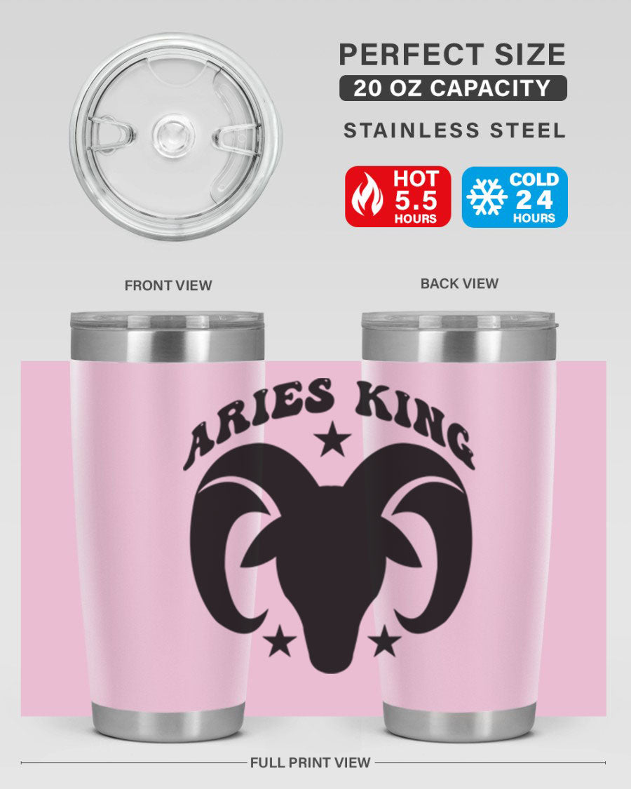 Aries King 110# Tumbler in stainless steel with a stylish design, perfect for hot and cold beverages.