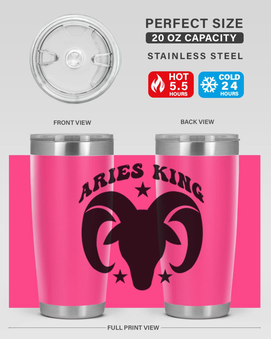 Aries King 110# Tumbler in stainless steel with a stylish design, perfect for hot and cold beverages.