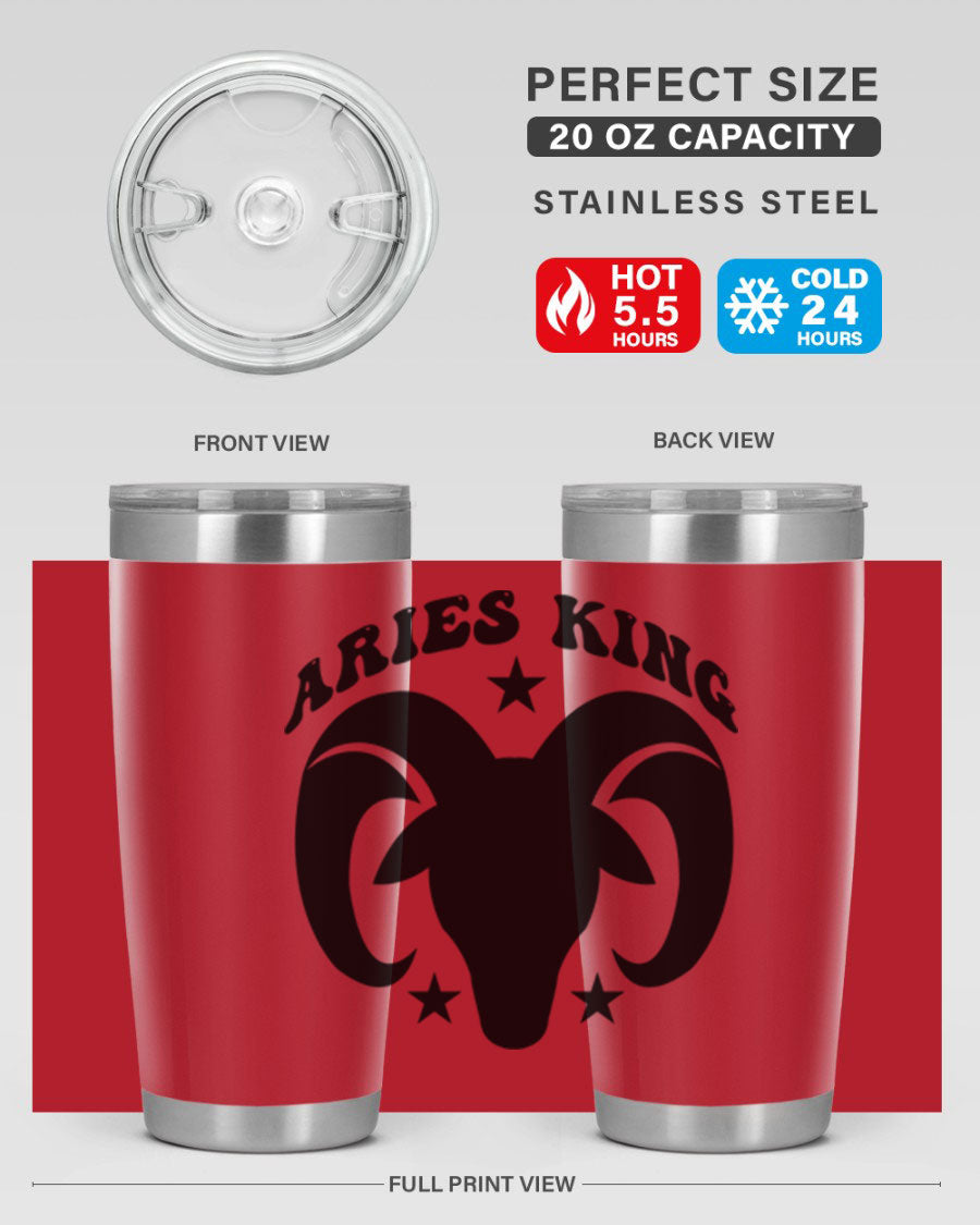 Aries King 110# Tumbler in stainless steel with a stylish design, perfect for hot and cold beverages.