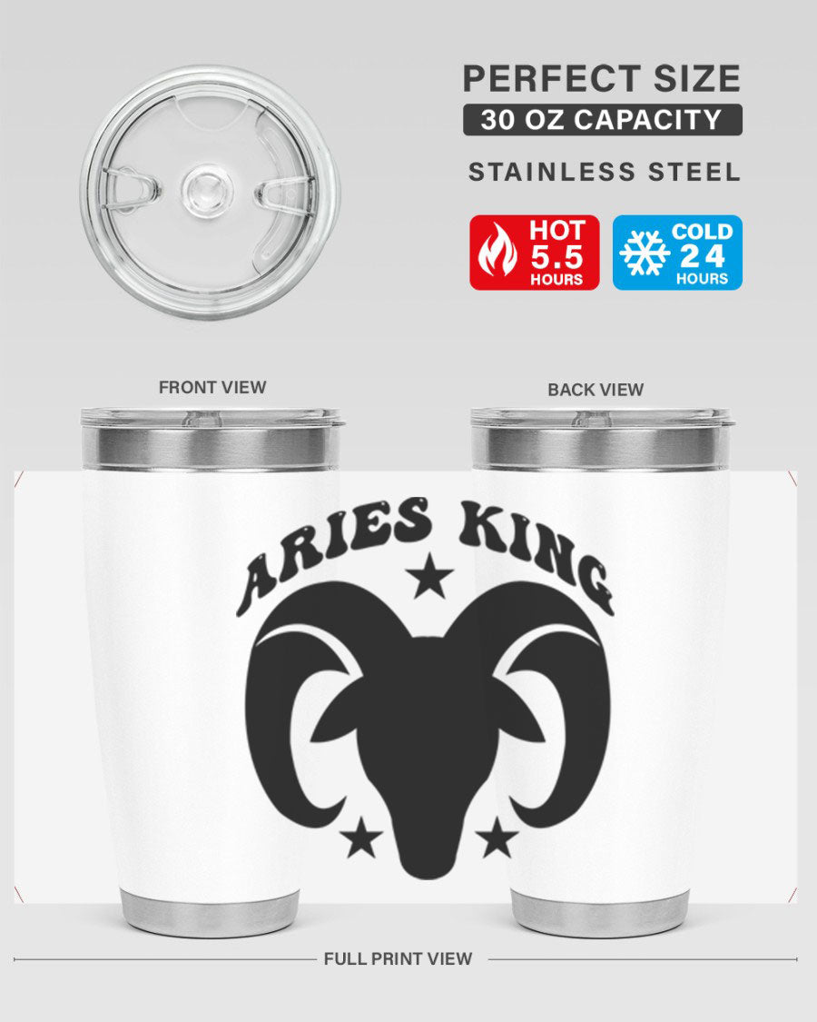 Aries King 110# Tumbler in stainless steel with a stylish design, perfect for hot and cold beverages.