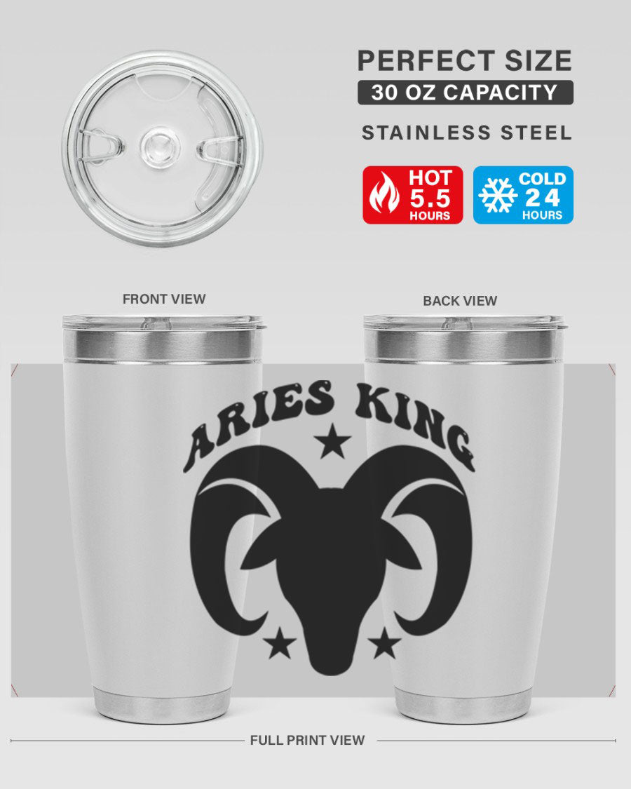 Aries King 110# Tumbler in stainless steel with a stylish design, perfect for hot and cold beverages.