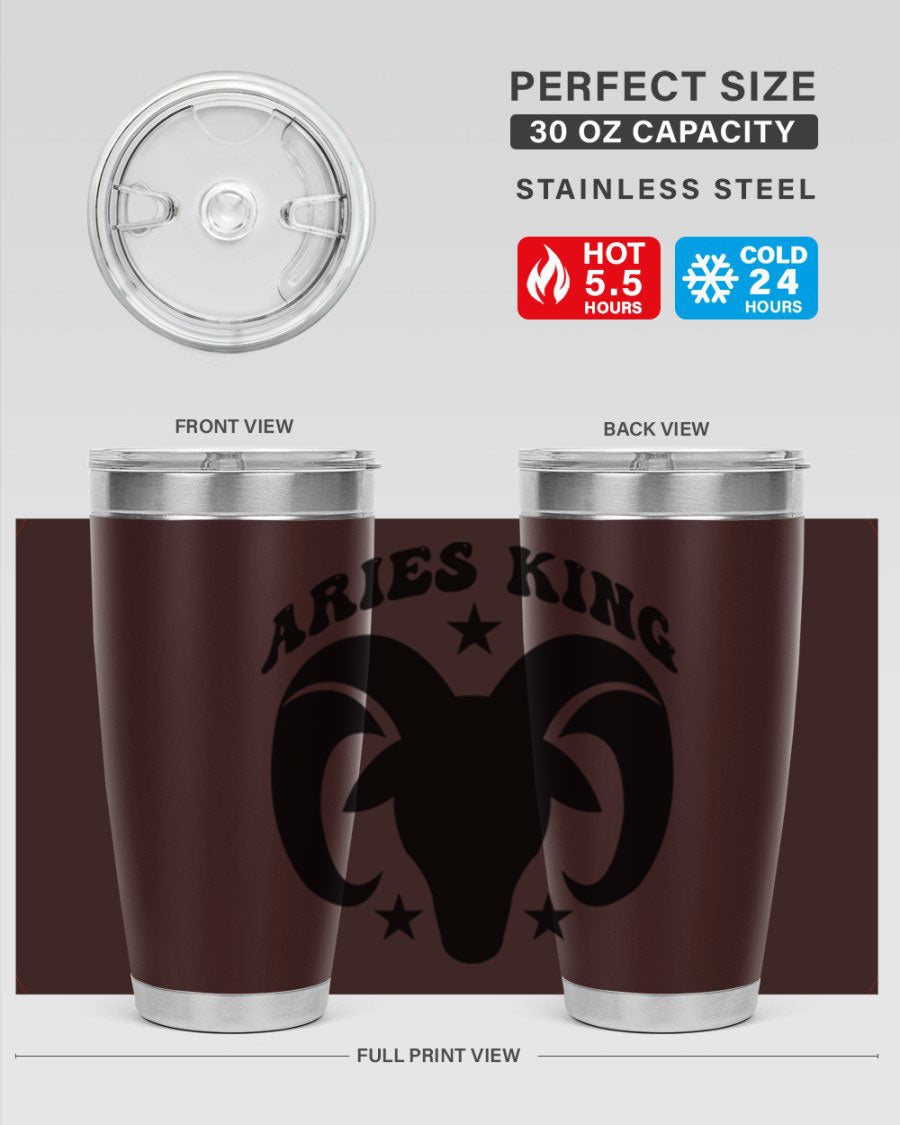 Aries King 110# Tumbler in stainless steel with a stylish design, perfect for hot and cold beverages.