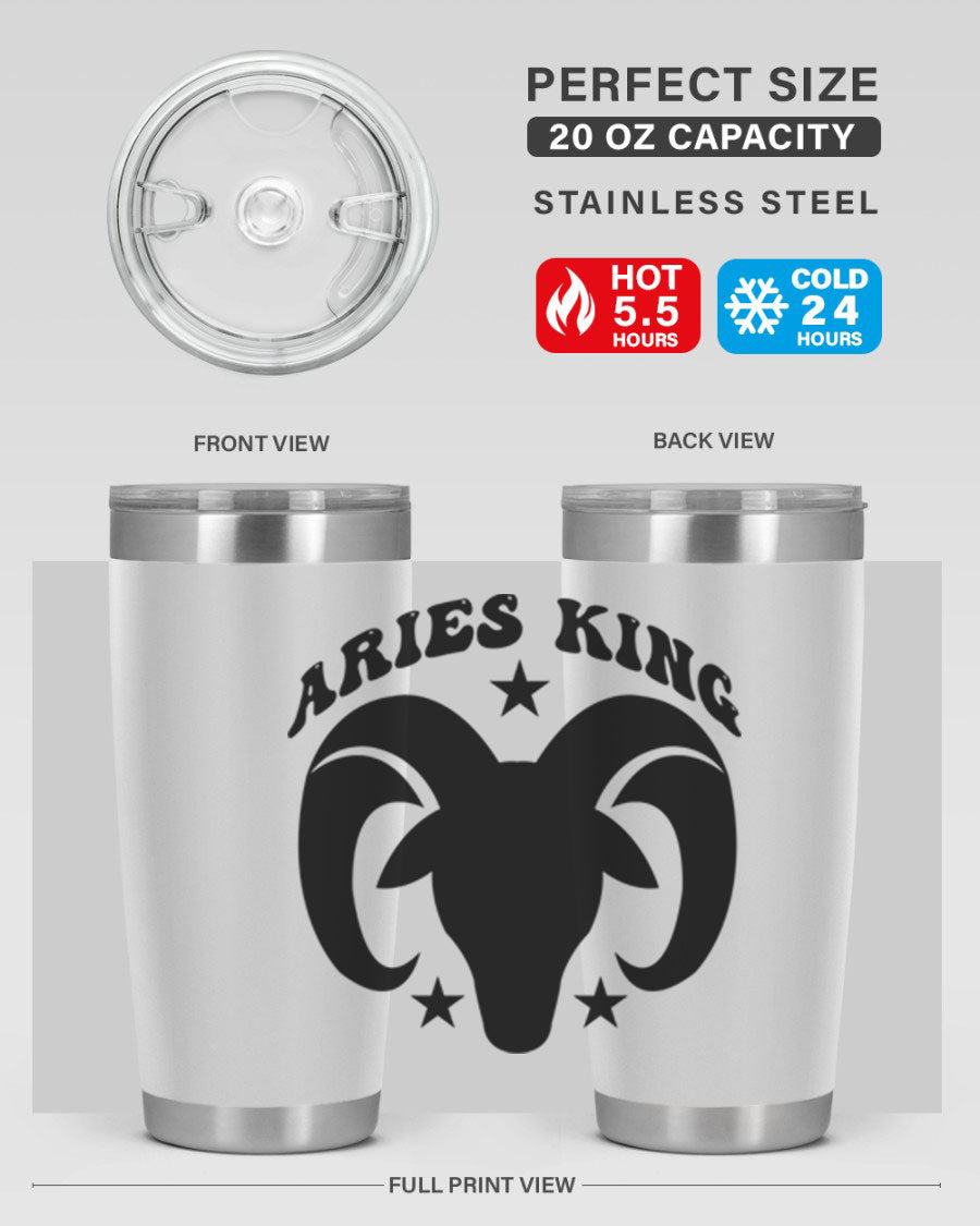 Aries King 110# Tumbler in stainless steel with a stylish design, perfect for hot and cold beverages.