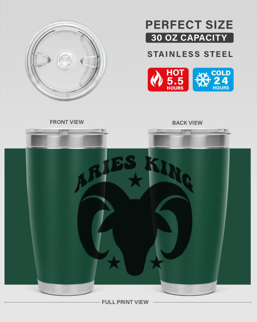 Aries King 110# Tumbler in stainless steel with a stylish design, perfect for hot and cold beverages.