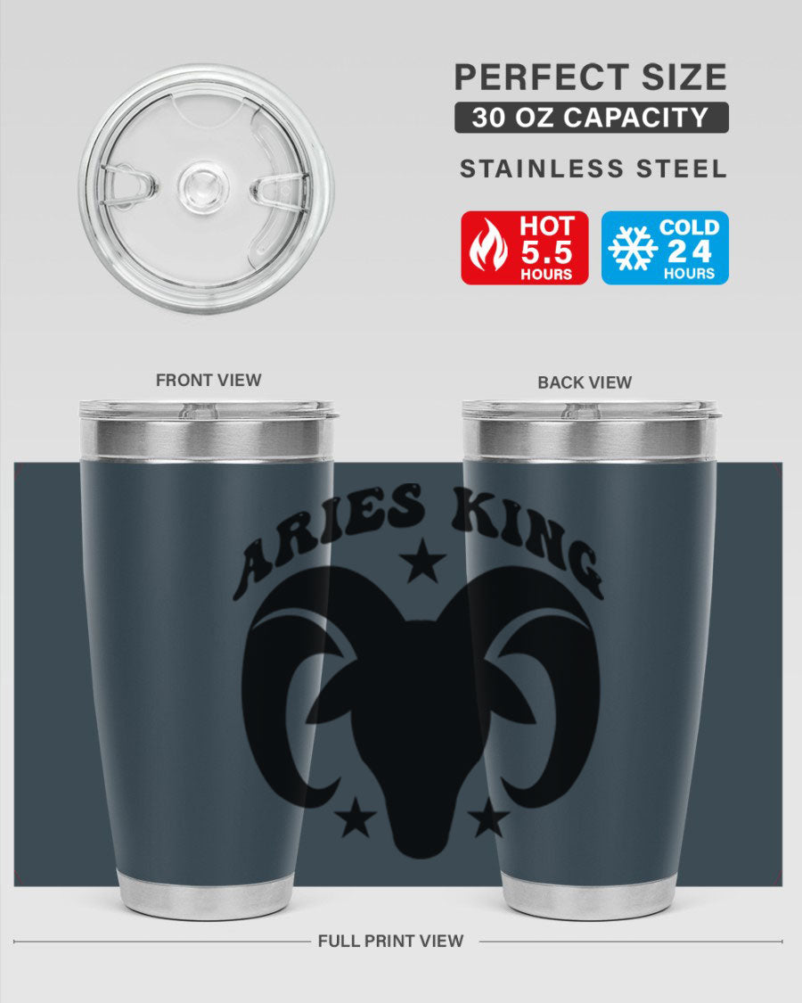 Aries King 110# Tumbler in stainless steel with a stylish design, perfect for hot and cold beverages.