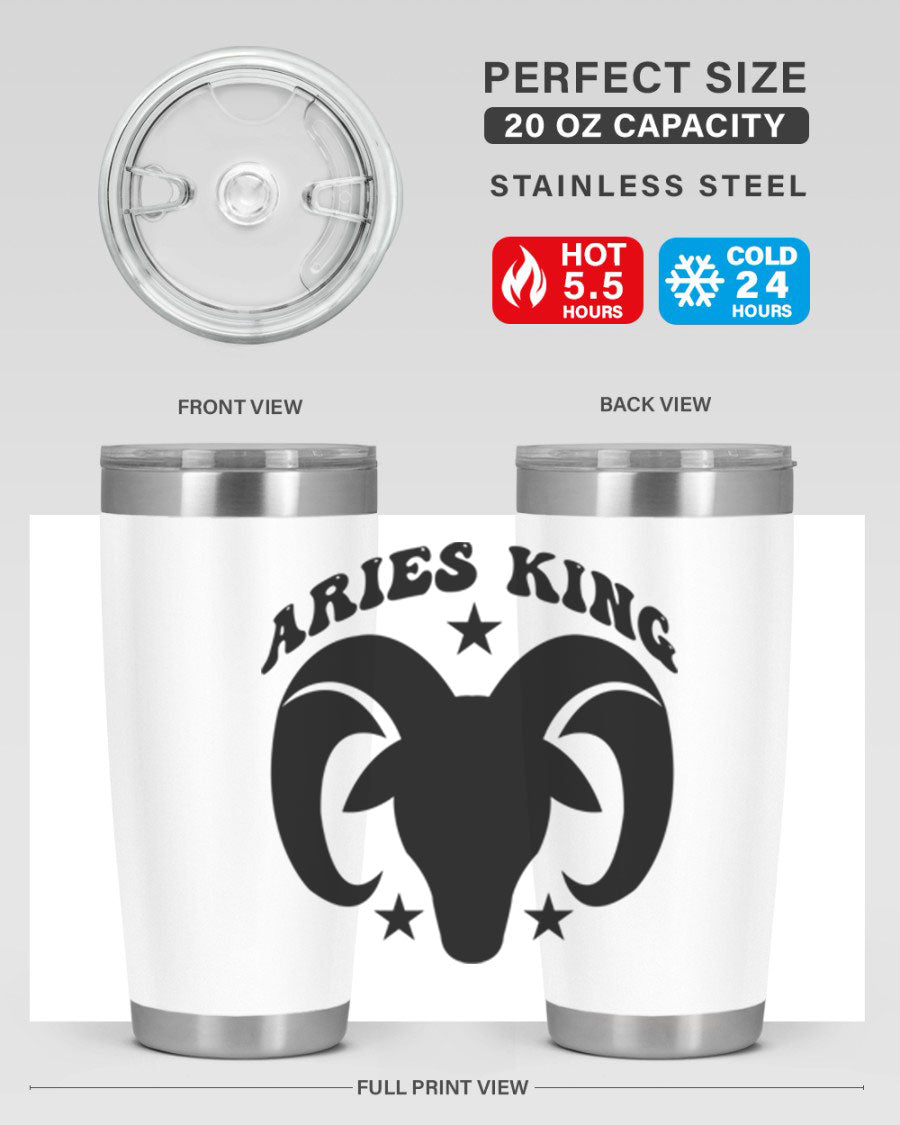 Aries King 110# Tumbler in stainless steel with a stylish design, perfect for hot and cold beverages.