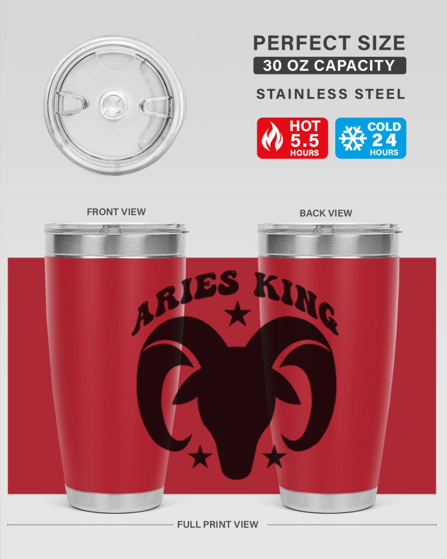 Aries King 110# Tumbler in stainless steel with a stylish design, perfect for hot and cold beverages.