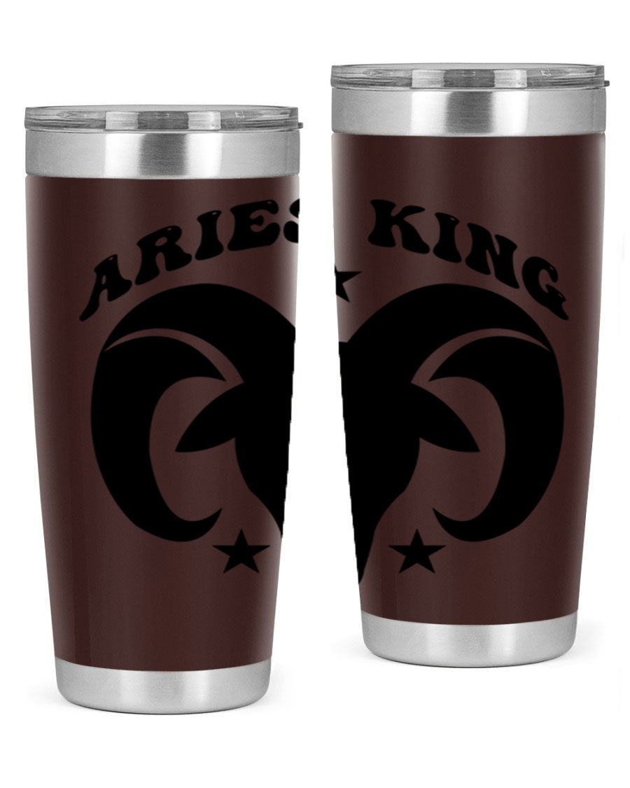 Aries King 110# Tumbler in stainless steel with a stylish design, perfect for hot and cold beverages.