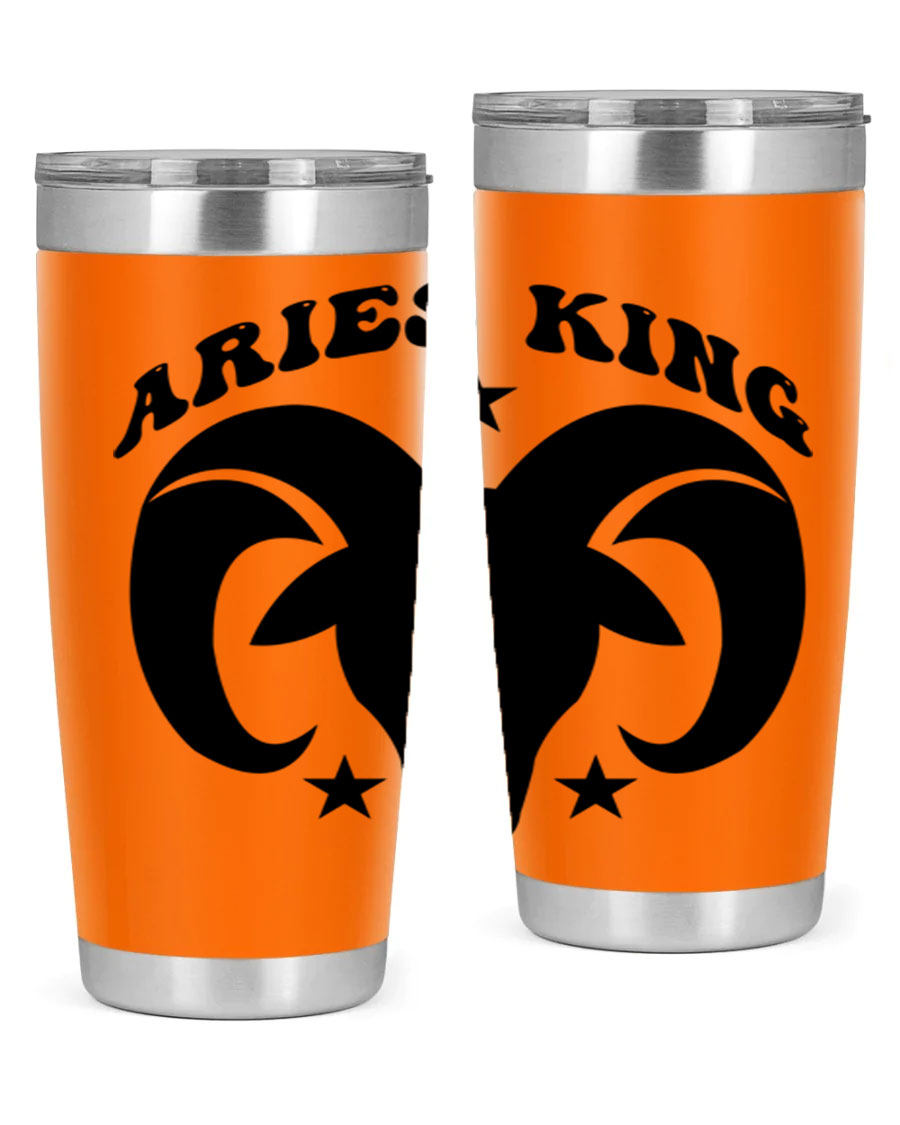 Aries King 110# Tumbler in stainless steel with a stylish design, perfect for hot and cold beverages.