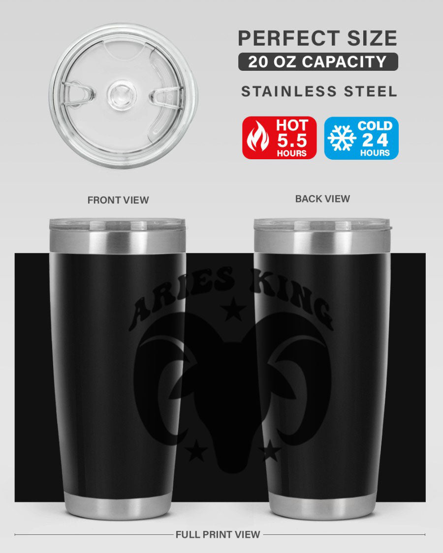 Aries King 110# Tumbler in stainless steel with a stylish design, perfect for hot and cold beverages.